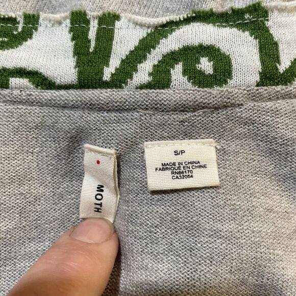 Anthropologie Moth Sweater‎ Cardigan Heather Gray Green Bow Wool Blend Sz S - Picture 5 of 7